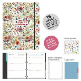 Agendas anuales AGENDA ANUAL (2025-26) SENFORT 16 MESES IKI ANILLAS tapa EXTRA con GOMA 180x220 S/V BLOSSOM 28101147  875099