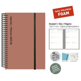 Agendas anuales AGENDA ANUAL (2025-26) SENFORT 16 MESES IKI FOAM ESPIRAL tapa PP con GOMA 155x215 S/V TERRACOTA 12801923  898014