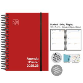 Agendas anuales AGENDA ANUAL (2025-26) SENFORT 16 MESES IKI UNICOLOR ESPIRAL tapa PP con GOMA 155x215 S/V ROJO 25001486  F478600