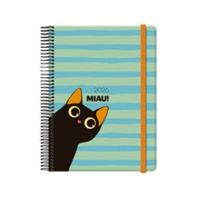Agendas anuales AGENDA ANUAL (2026) DOHE CUTE ESPIRAL tapa EXTRA con GOMA 150x210 D/P MIAU 24405580  04CPSP40
