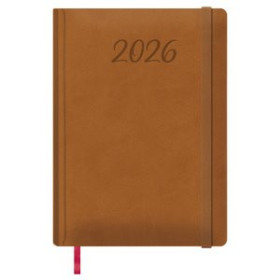 Agendas anuales AGENDA ANUAL (2026) DOHE MANAOS COSIDA tapa ACOLCHADA POLIPIEL con GOMA 170x240 D/P MARRON 24405165  04CPSP39RP