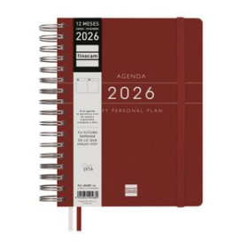 Agendas anuales AGENDA ANUAL (2026) FINOCAM TEMPUS WIRE-O tapa PP con GOMA 4º 155x217 D/P BURDEOS 24403481  14SBALI82B10