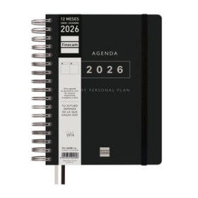 Agendas anuales AGENDA ANUAL (2026) FINOCAM TEMPUS WIRE-O tapa PP con GOMA 4º 155x217 D/P NEGRO 24403487  14SBALI363B10