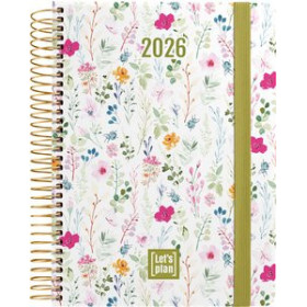 Agendas anuales AGENDA ANUAL (2026) GRAFOPLAS DESIGN ESPIRAL tapa EXTRA con GOMA A5 210x150 D/P WILDFLOWERS 24403446  14SBALI100