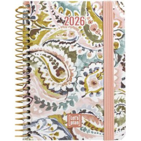Agendas anuales AGENDA ANUAL (2026) GRAFOPLAS DESIGN ESPIRAL tapa EXTRA con GOMA A6 150x120 S/V PAISLEY 24403472  14SBALI40