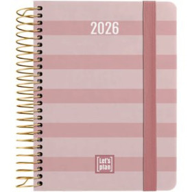 Agendas anuales AGENDA ANUAL (2026) GRAFOPLAS DESIGN ESPIRAL tapa EXTRA con GOMA A6 150x120 S/V STRIPES 24403484  14SBALI363