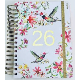 Agendas anuales AGENDA ANUAL (2026) MOOVING FLORAL WIRE-O tapa EXTRA con GOMA 165x220 D/P 24403834  15SVBALI840C