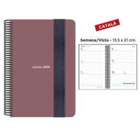 Agendas anuales AGENDA ANUAL (2026) SENFORT CATALAN FOAM ESPIRAL tapa PP con GOMA 135x210 S/V SIENA 24403887  4031BALI82