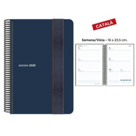 Agendas anuales AGENDA ANUAL (2026) SENFORT CATALAN FOAM ESPIRAL tapa PP con GOMA 160x235 S/V BLAU 24406185  4031BALI552