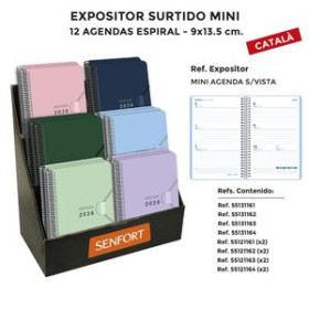 Agendas anuales AGENDA ANUAL (2026) SENFORT CATALAN MINI ESPIRAL S/V 90x135 ASSORTIMENT EXPOSITOR DE 12 24404898  4031SP200