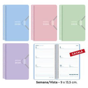 Agendas anuales AGENDA ANUAL (2026) SENFORT CATALAN MINI ESPIRAL tapa PP con GOMA 90x135 S/V ASSORTIMENT DE 4 24404901  4031SP25