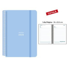 Agendas anuales AGENDA ANUAL (2026) SENFORT CATALAN PASTEL ESPIRAL tapa PP con GOMA 160x235 D/P BLAU 24405143  370BM840A840RNC