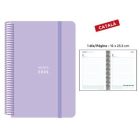 Agendas anuales AGENDA ANUAL (2026) SENFORT CATALAN PASTEL ESPIRAL tapa PP con GOMA 160x235 D/P LILA 24403841  276DSBALI229