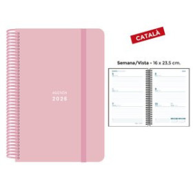 Agendas anuales AGENDA ANUAL (2026) SENFORT CATALAN PASTEL ESPIRAL tapa PP con GOMA 160x235 S/V ROSA 24405061  PACK226PTNI229