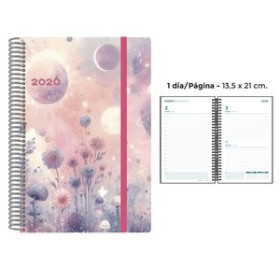 Agendas anuales AGENDA ANUAL (2026) SENFORT DECORADA ESPIRAL tapa PP con GOMA 135x210 D/P GARDEN PLANET 24405971  312BM840B463RN