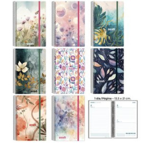 Agendas anuales AGENDA ANUAL (2026) SENFORT DECORADA ESPIRAL tapa PP con GOMA 135x210 D/P SURTIDO DE 8 24405067  312BM840B350RN