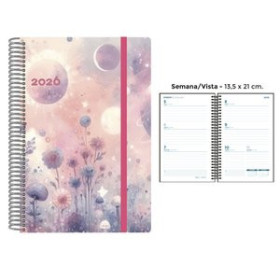 Agendas anuales AGENDA ANUAL (2026) SENFORT DECORADA ESPIRAL tapa PP con GOMA 135x210 S/V GARDEN PLANET 24405960  312BM840B15RN