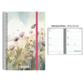 Agendas anuales AGENDA ANUAL (2026) SENFORT DECORADA ESPIRAL tapa PP con GOMA 135x210 S/V MARIPOSA 24405974  312BM840B456RN