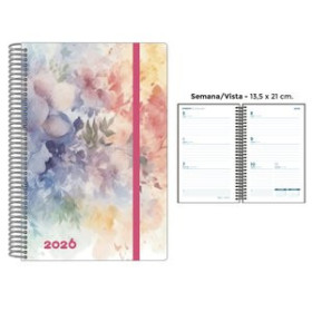Agendas anuales AGENDA ANUAL (2026) SENFORT DECORADA ESPIRAL tapa PP con GOMA 135x210 S/V ROMANTIC 24405973  312BM840B429RN