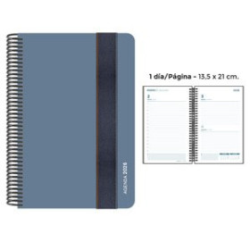 Agendas anuales AGENDA ANUAL (2026) SENFORT FOAM ESPIRAL tapa PP con GOMA 135x210 D/P AZUL PLOMO 24403582  27CRBALI600CB