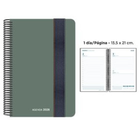 Agendas anuales AGENDA ANUAL (2026) SENFORT FOAM ESPIRAL tapa PP con GOMA 135x210 D/P VERDE 24403592  27CRBALI760CB