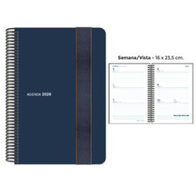 Agendas anuales AGENDA ANUAL (2026) SENFORT FOAM ESPIRAL tapa PP con GOMA 160x235 S/V AZUL 24401651  27NBALI200CB