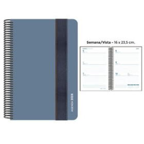 Agendas anuales AGENDA ANUAL (2026) SENFORT FOAM ESPIRAL tapa PP con GOMA 160x235 S/V AZUL PLOMO 24403565  27NBALI229CB