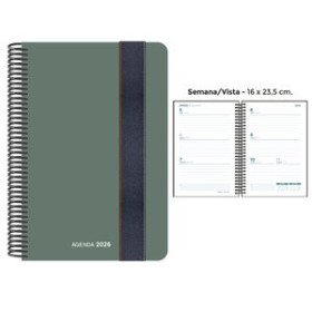 Agendas anuales AGENDA ANUAL (2026) SENFORT FOAM ESPIRAL tapa PP con GOMA 160x235 S/V VERDE 24403580  27NBALI40CB