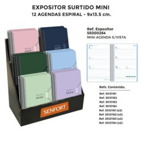 Agendas anuales AGENDA ANUAL (2026) SENFORT MINI ESPIRAL S/V 90x135 SURTIDO EXPOSITOR DE 12 24403586  27NBALI82CB