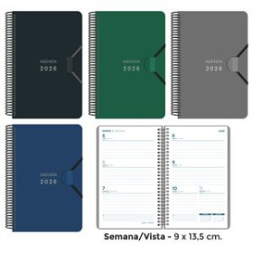 Agendas anuales AGENDA ANUAL (2026) SENFORT MINI ESPIRAL tapa PP con GOMA 90x135 S/V SURTIDO DE 4 24403612  27NBALI710CB
