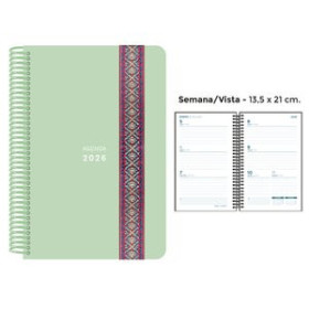 Agendas anuales AGENDA ANUAL (2026) SENFORT PASTEL ESPIRAL tapa PP con GOMA DECORADA 135x210 S/V VERDE 24403642  27NSPVECB