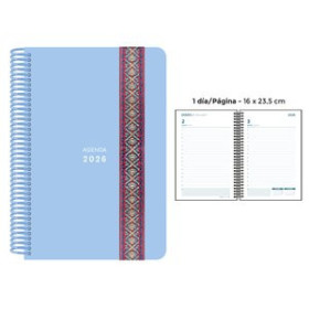 Agendas anuales AGENDA ANUAL (2026) SENFORT PASTEL ESPIRAL tapa PP con GOMA DECORADA 160x235 D/P AZUL 24403558  27CRBALI100