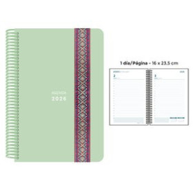 Agendas anuales AGENDA ANUAL (2026) SENFORT PASTEL ESPIRAL tapa PP con GOMA DECORADA 160x235 D/P VERDE 24403570  27CRBALI200
