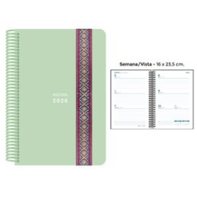 Agendas anuales AGENDA ANUAL (2026) SENFORT PASTEL ESPIRAL tapa PP con GOMA DECORADA 160x235 S/V VERDE 24403587  27CRBALI363