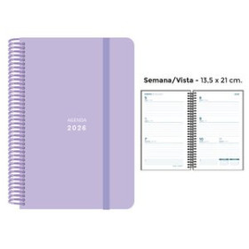 Agendas anuales AGENDA ANUAL (2026) SENFORT PASTEL ESPIRAL tapa PP con GOMA 135x210 S/V LILA 24403613  27CRBALI15