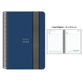 Agendas anuales AGENDA ANUAL (2026) SENFORT UNICOLOR ESPIRAL tapa PP con GOMA 160x235 D/P AZUL OSCURO 24406153  27NBALI15