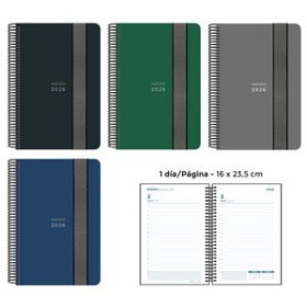 Agendas anuales AGENDA ANUAL (2026) SENFORT UNICOLOR ESPIRAL tapa PP con GOMA 160x235 D/P SURTIDO DE 4 24406154  27NBALI429