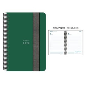 Agendas anuales AGENDA ANUAL (2026) SENFORT UNICOLOR ESPIRAL tapa PP con GOMA 160x235 D/P VERDE OSCURO 24403619  27NBALI39