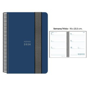 Agendas anuales AGENDA ANUAL (2026) SENFORT UNICOLOR ESPIRAL tapa PP con GOMA 160x235 S/V AZUL OSCURO 24403623  27NSPAM