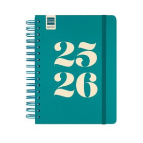 Agendas escolares AGENDA ESCOLAR (2025-26) FINOCAM COSMO WIRE-O tapa EXTRA D/P 4º 155x212 con GOMA AQUA 24401765  206SXLSPNE