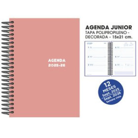 Agendas escolares AGENDA ESCOLAR (2025-26) SENFORT JUNIOR ESPIRAL tapa PVC 150x210 S/V ROSA 42101176  8043501