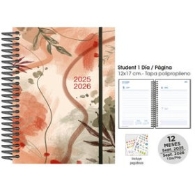 Agendas escolares AGENDA ESCOLAR (2025-26) SENFORT STUDENT DECORADA ESPIRAL tapa PP con GOMA 120x170 D/P SUNSET 42101351  EW1507