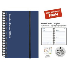 Agendas escolares AGENDA ESCOLAR (2025-26) SENFORT STUDENT FOAM ESPIRAL tapa PP con GOMA 120x170 D/P AZUL 42101344  LP4155F-B