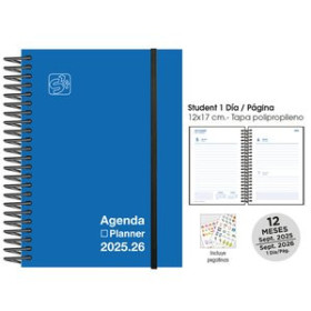 Agendas escolares AGENDA ESCOLAR (2025-26) SENFORT STUDENT UNICOLOR ESPIRAL tapa PP con GOMA 120x170 D/P AZUL 15101019  BMA3