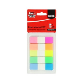 Banderitas índex BANDERITAS ADHESIVAS FIXO NOTES POPUP TRASLUCIDAS 12x45 COLORES FLUOR PACK de 5 25208821  00038951