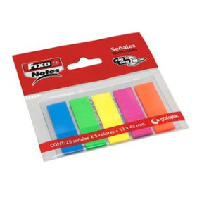 Banderitas índex BANDERITAS ADHESIVAS FIXO NOTES 13x43 ZIG-ZAG COLORES NEON PACK de 5 25208820  00038851