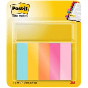 Notas adhesivas reposicionables BANDERITAS ADHESIVAS POST-IT  670 15X50 PACK de 5 COLORES BEACHSIDE