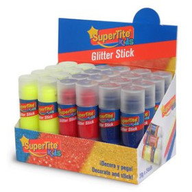 Pegamento en barra BARRA de PEGAMENTO SUPERTITE GLITTER 20g 3 COLORES SURTIDOS EXPOSITOR DE 24 62202762  51206