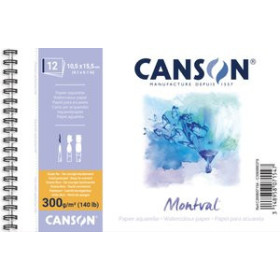Papel técnicas húmedas: Blocs y láminas BLOC DE DIBUJO CANSON MONTVAL CON ESPIRAL GRANO FINO 105x155 mm 300g 12h 42502408  XPG
