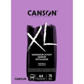 Papel técnicas secas: Blocs y láminas BLOC DE DIBUJO CANSON XL MARKER ENCOLADO EXTRA LISO A4 70g 100h 25201692  18225